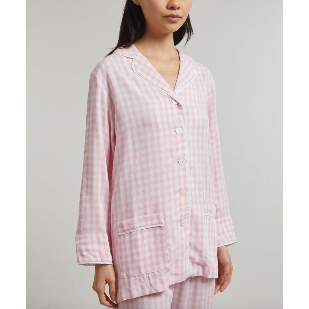 NEW Sleeper Party Pajama Set with Feathers Pink Vichy Medium - Picture 8 of 17